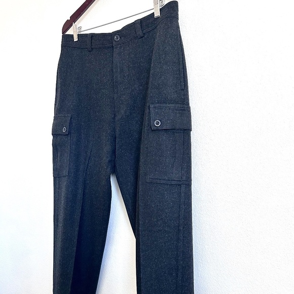 Polo Ralph Lauren 100% Wool Pants Cargo Pockets Charcoal Gray XL 35 x 30 - Picture 2 of 6